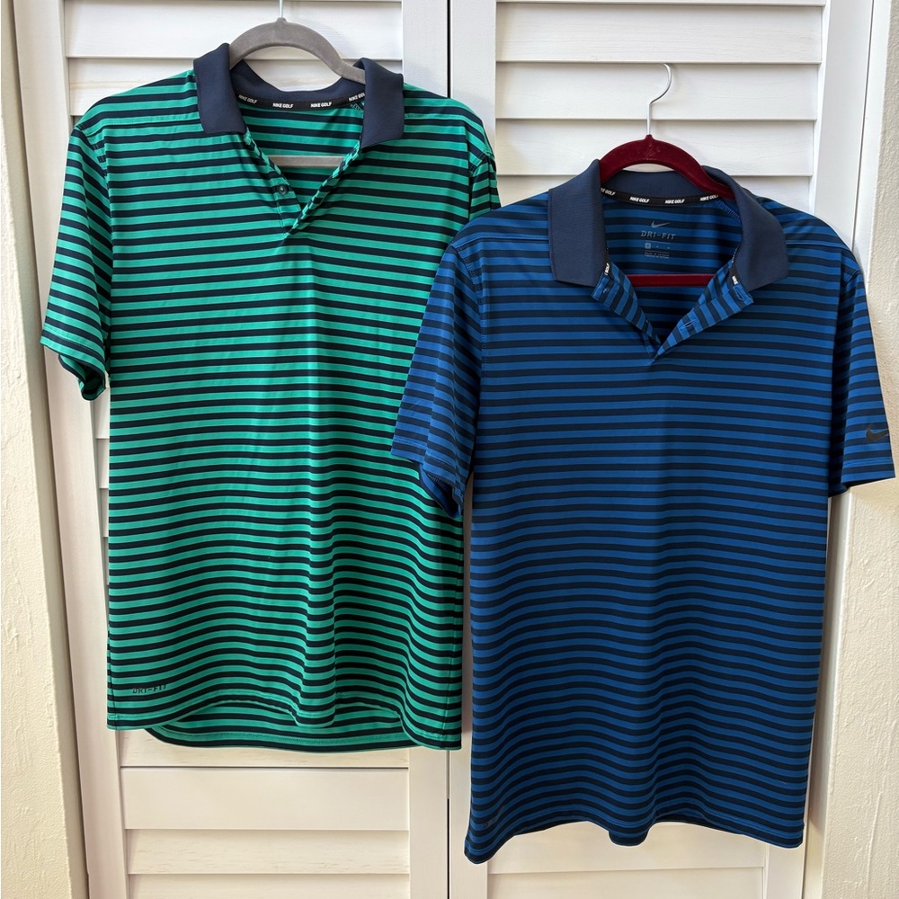 Nike Striped Golf Polo Shirt Bundle of 2 - Dri-FIT - medium